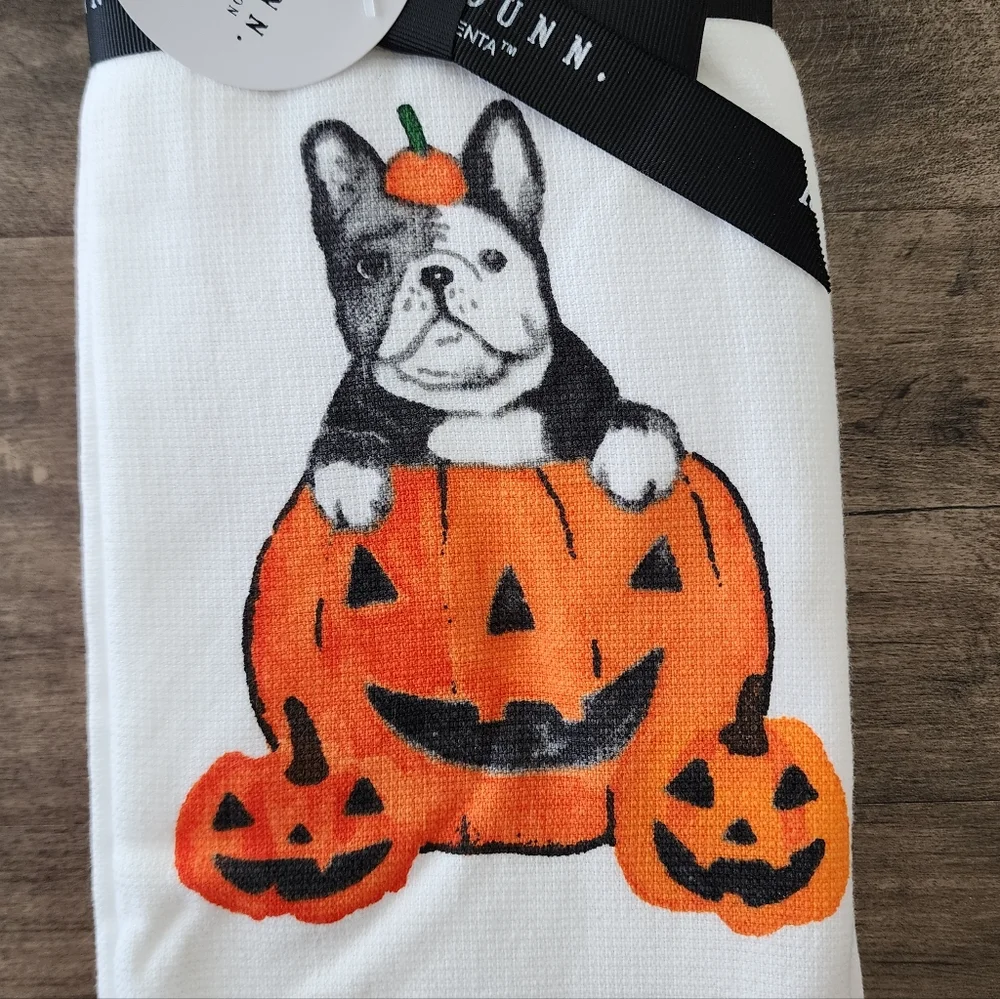 Frenchie Happy Haunting Kitchen Towel Set Of 3 - Rae Dunn By Magenta NWT